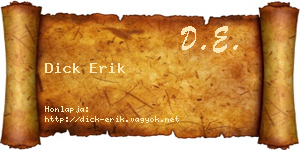 Dick Erik névjegykártya